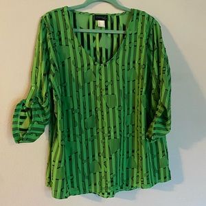 Funky top. Brand Creation L. Size 14. Color Green with black stripes